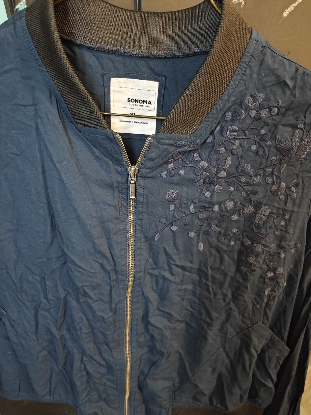 SONOMA Navy Embroidered Bomber Jacket - Women's
